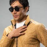 کت چرم مردانه 4030 کرم سارزی - Image 3