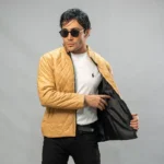 کت چرم مردانه 4030 کرم سارزی - Image 4