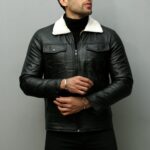 کت چرم مردانه مشکی خز سفید - Image 4
