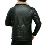 کت چرم مردانه مشکی خز قهوه ای - Image 4