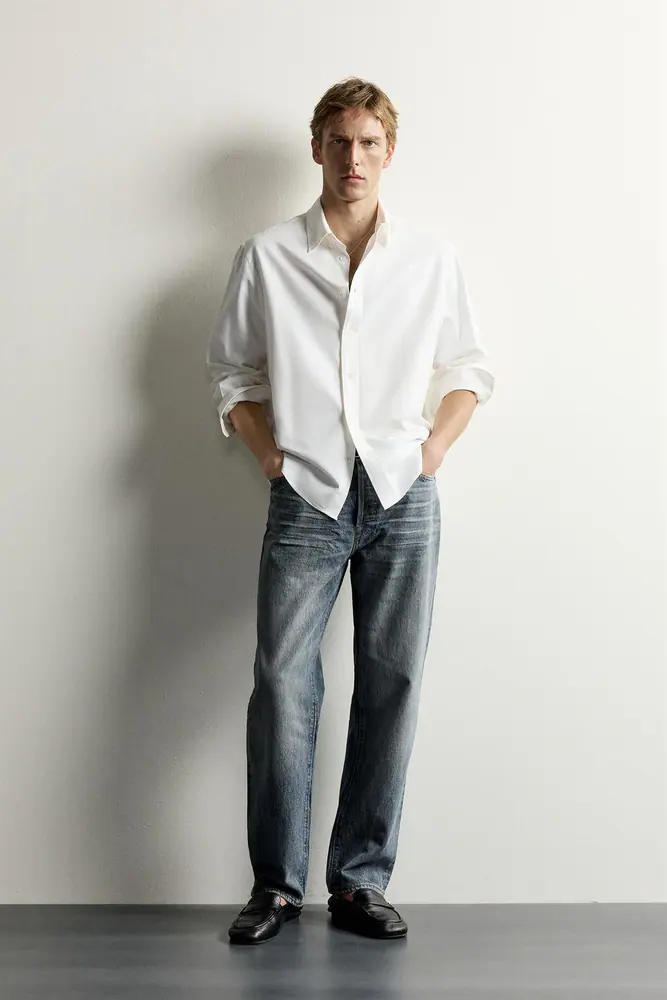 شلوار جین زارا مردانه مدل STRAIGHT LEG JEANS کد