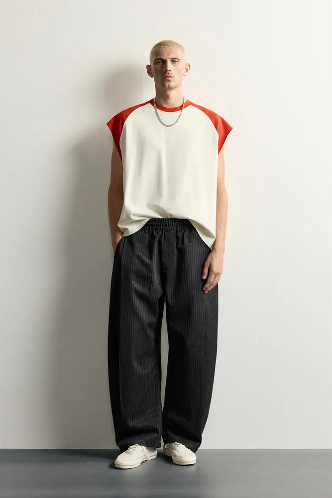 شلوار زارا مردانه مدل BALLOON FIT TROUSERS WITH SIDE PLEATS کد 01437308