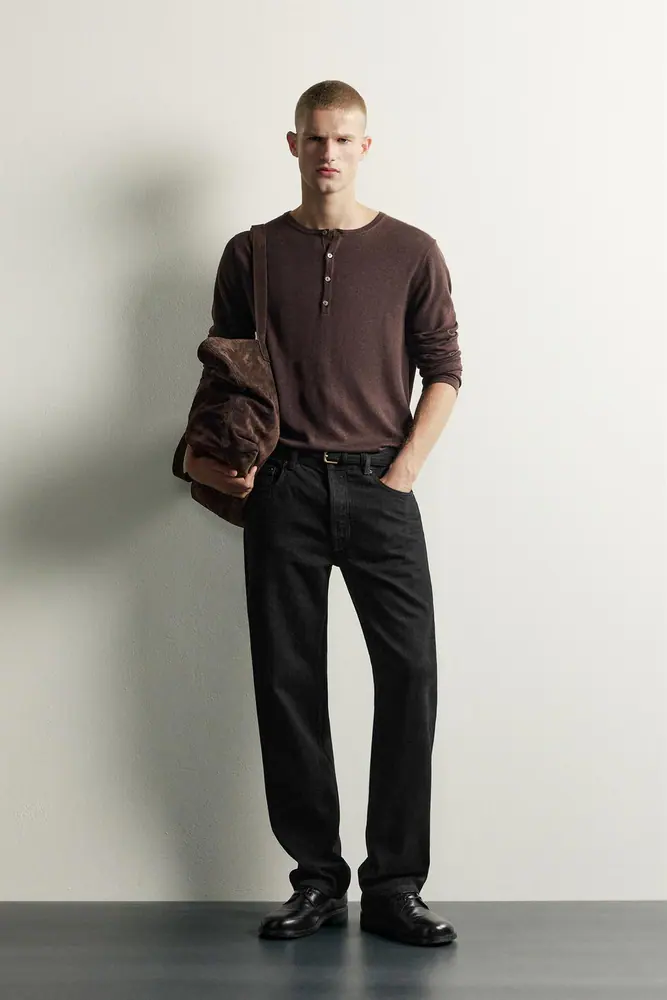 بافت و ژاکت زارا مردانه مدل KNIT HENLEY T SHIRT کد