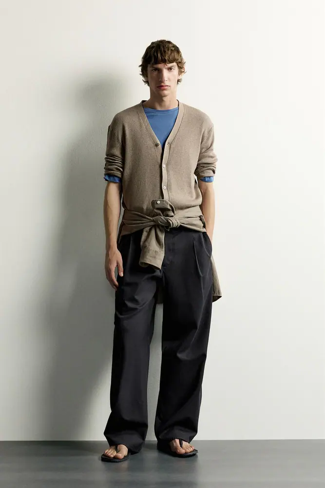 بافت و ژاکت زارا مردانه مدل RELAXED FIT RIBBED CARDIGAN کد