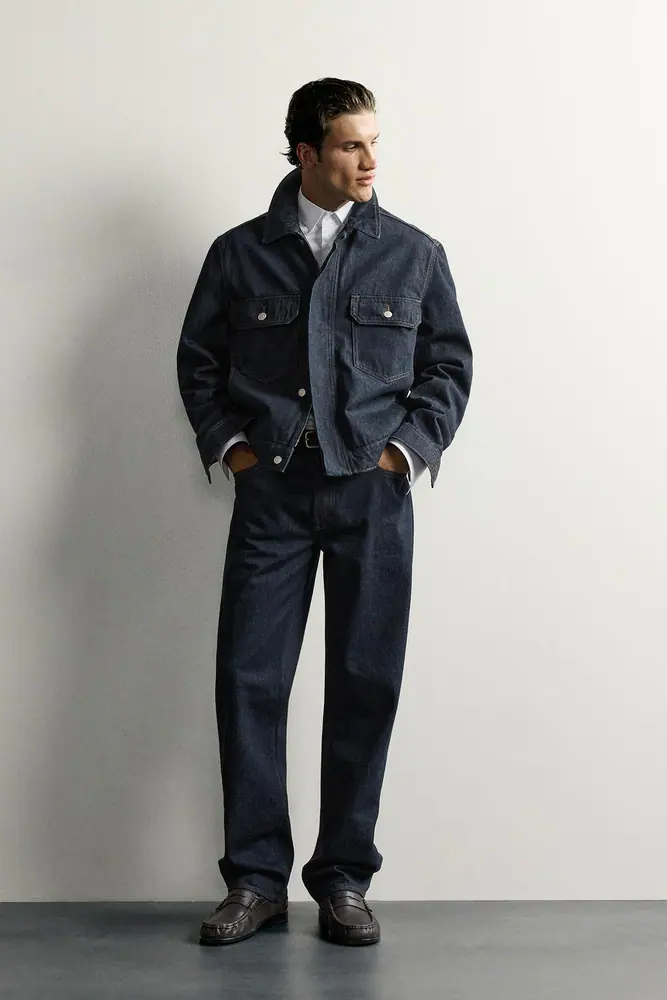 کاپشن و کت زارا مردانه مدل CROPPED FIT ZIP UP DENIM JACKET کد