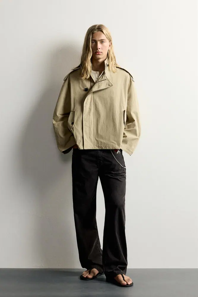 پالتو و ترنچ زارا مردانه مدل CROPPED TECHNICAL TRENCH COAT کد