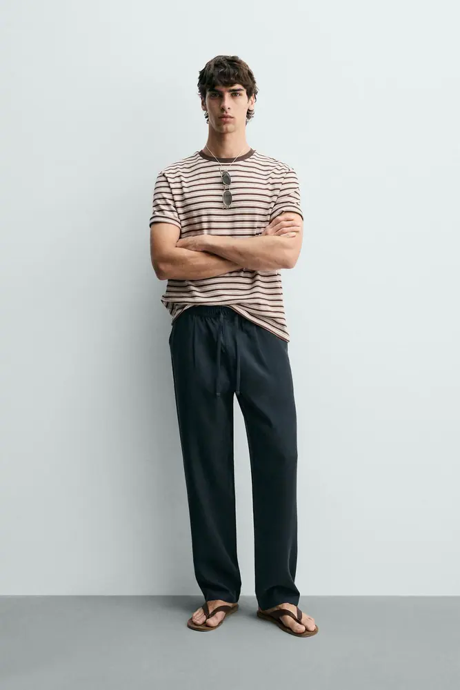 شلوار زارا مردانه مدل 100 LYOCELL RELAXED FIT TROUSERS کد