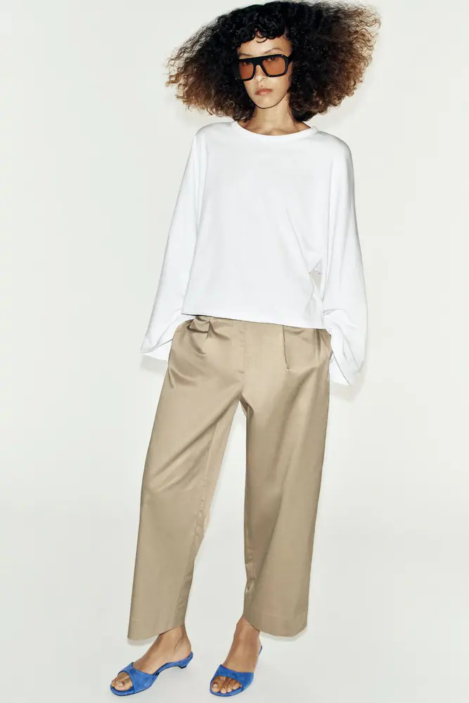 شلوار زارا زنانه مدل TROUSERS WITH WAISTBAND LOOPS کد