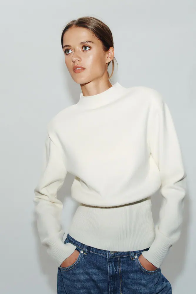 بافت و ژاکت زارا زنانه مدل KNIT SHOULDER PAD JUMPER کد 01822106