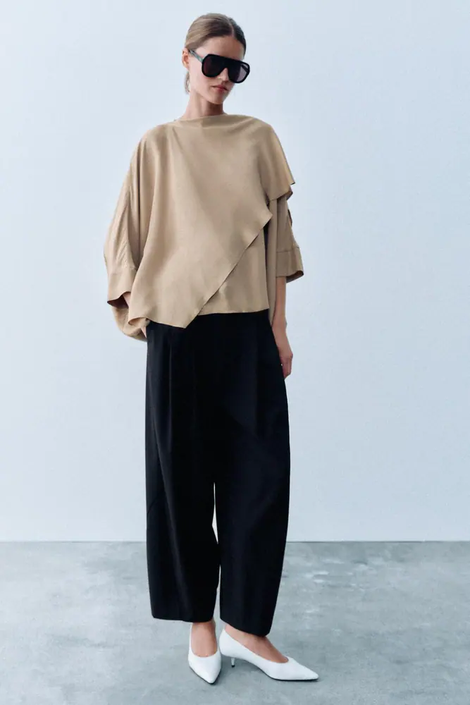 02753223_800_1 شلوار زارا زنانه مدل BALLOON TROUSERS WITH DARTS کد 02753223 - تصویر 1