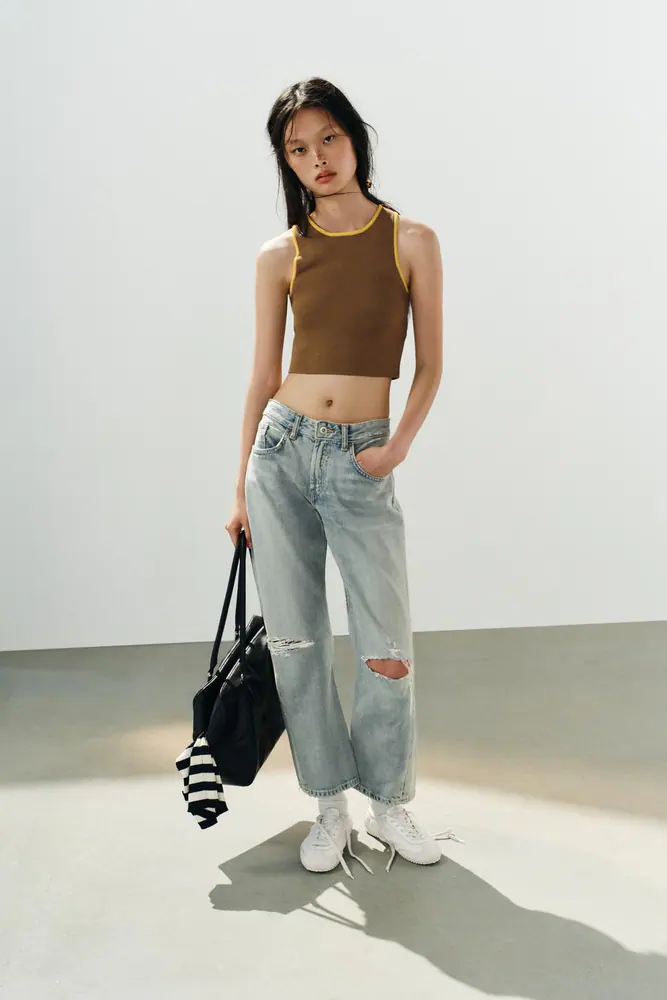 پیراهن و بلوز زارا زنانه مدل CONTRAST TRIM KNIT TOP کد 03519011