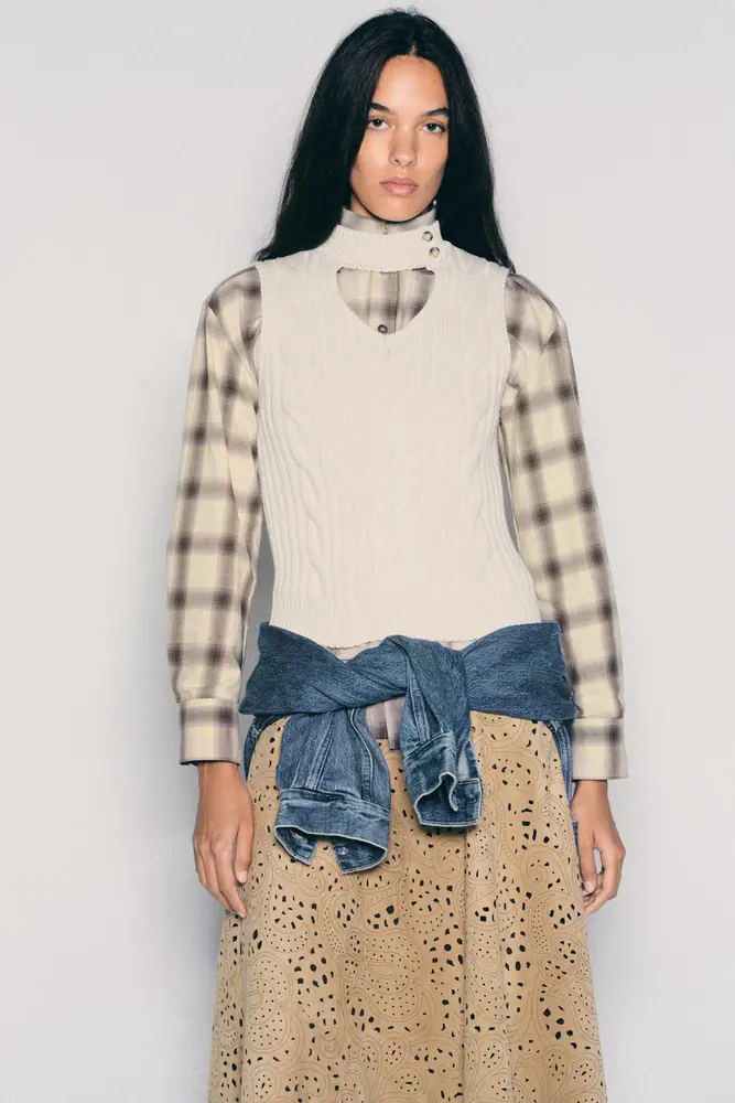 پیراهن و بلوز زارا زنانه مدل CABLE KNIT CUT OUT TOP کد 06427106