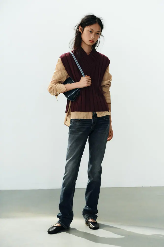 بافت و ژاکت زارا زنانه مدل RIBBED KNIT WAISTCOAT کد