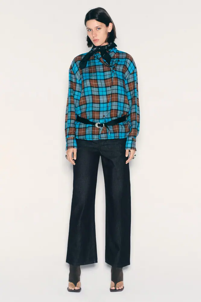 پیراهن و بلوز زارا زنانه مدل CHECKS WRAP SHIRT کد