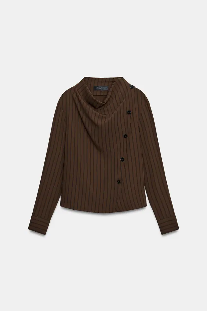 پیراهن و بلوز زارا زنانه مدل STRIPED CROSSOVER BLOUSE کد